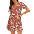 thumbnail image 1 of Easygdp Cute Poodle Dog Camisón de manga corta para mujer, informal, estampado, 1 of 6