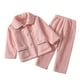 thumbnail image 1 of Conjunto de pijamas de lana Gibobby 2 uds. para niños camisa de manga larga botones pantalones largos Rosa 4-5 Años, 1 of 4
