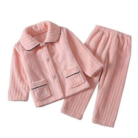 

XJDJHC Baby Boy Fall Clothes Toddler Girl Cartoon Pajamas Set Child Pajama Sets Button Down Long Sleeve Shirt And Long Pants Boys Girls Solid Loungewear 2PCS 10-11 Years