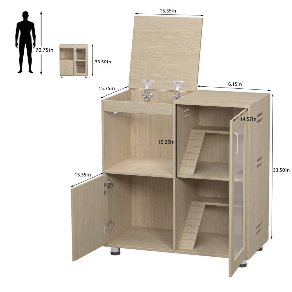 Hamster Cage, Small Animal Cage for Chinchilla Rat, 4-Tier Wooden Guinea Pig Cage with Acrylic Windows, Storage Cabinet, Openable Top, 31.50" Lx15.75" Wx34.65" H