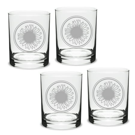 

Sunflower Deep Etched Double Old Fashion Glass Set of 4