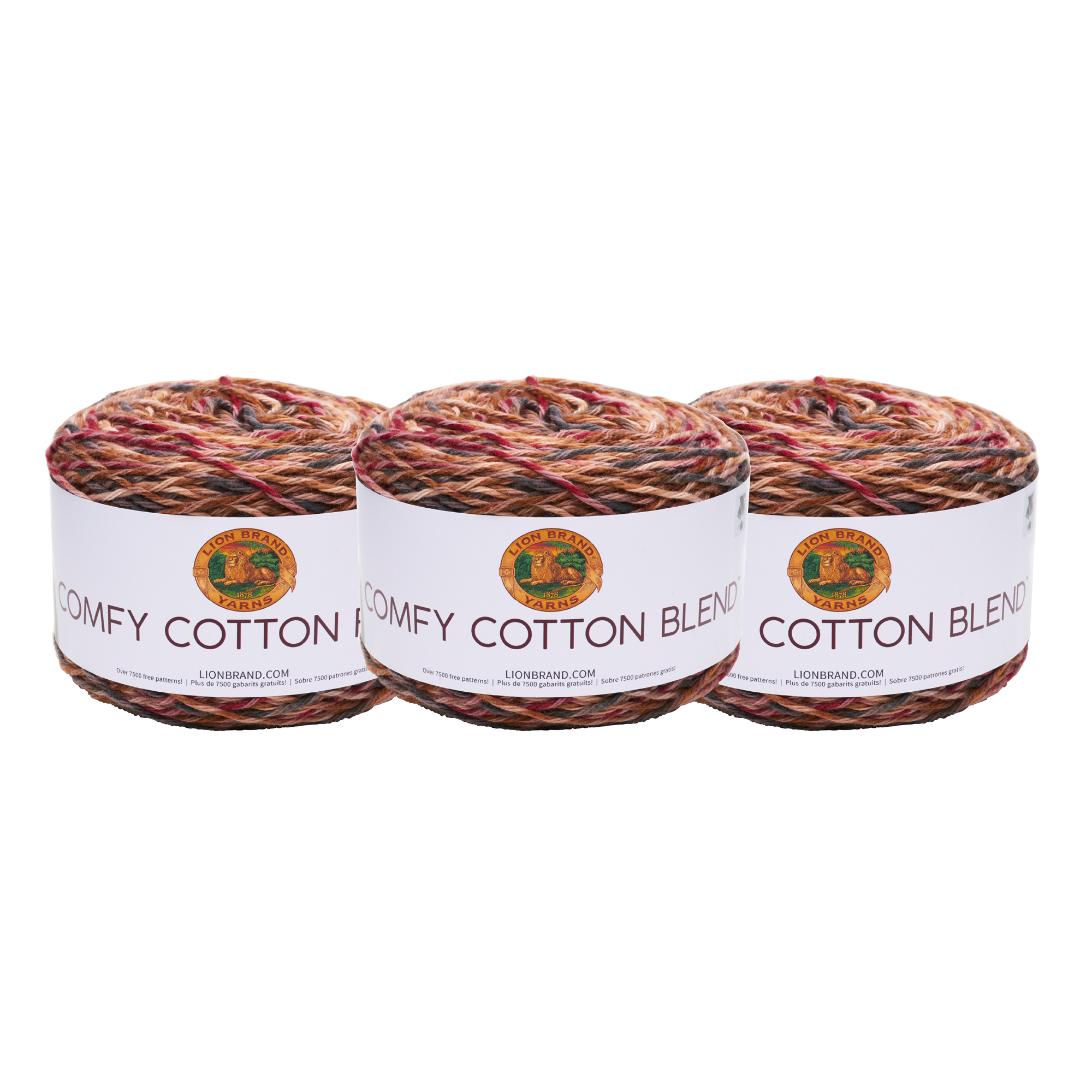 Lion Brand Yarn Comfy Cotton Blend Fireside Varigated Light Cotton