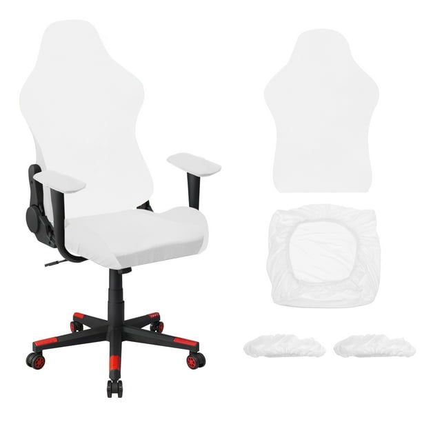 Fundas para Sillas de Juego, Funda Elástica para Silla de Oficina y Computadora con Fundas para Reposabrazos, Protector de Asiento Elástico para Silla de Oficina, Blanco