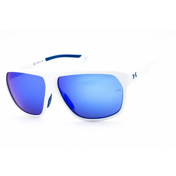 Under Armour Unisex Dominate Matte White Pilot Sunglasses with Mirror Lens