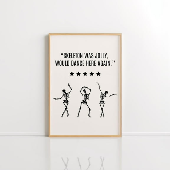WestConfe Funny Halloween Wall Art Skeleton Print Quirky Halloween Wall Art Dancing Skeletons Poster Quirky Halloween Decor Spooky