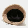 thumbnail image 6 of SikaFu 7colors Winter Lamb Wool Fisherman Hat Women Fashion Bucket Hat Wide Brim Flat Top Cold-proof Windproof Cap Solid Color, 6 of 6