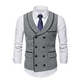 thumbnail image 4 of Hvyesh Men's Casual Business Vests Lightweight Double Breasted Waistcoat Slim Fit Solid Business Suit Vest 2025 New Formal Waistcoat, 4 of 9