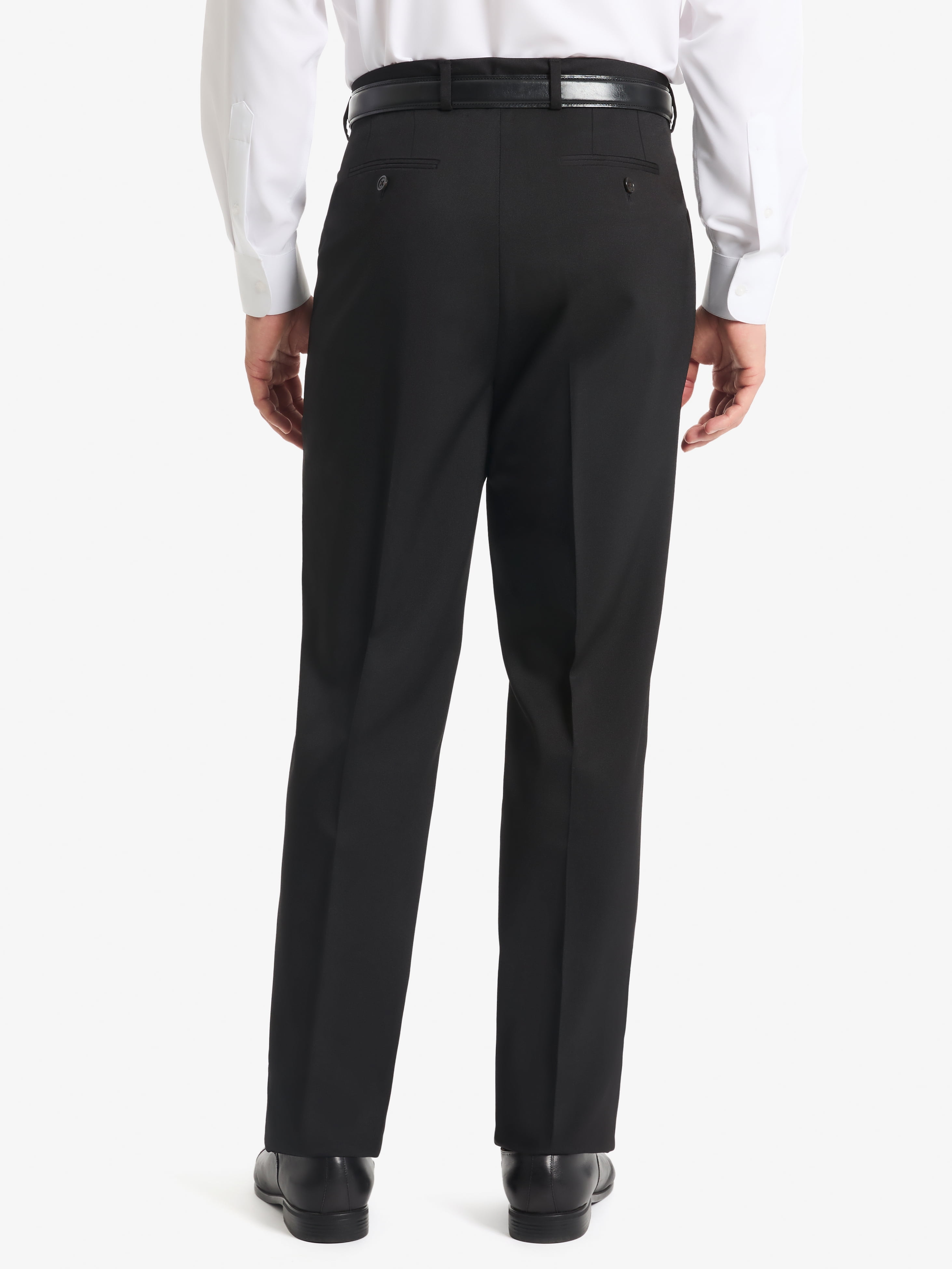 Chaps Flat Front Men's Black Solid Classic Fit Tailored Suit Separate Pant, Sizes 30x30-38x32