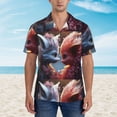 thumbnail image 4 of Balery Cute Red And White Elf Print Men's Hawaiian Shirts Short Sleeve Beach Shirt Relaxed Fit Vacation Button Down Shirts-Medium, 4 of 9