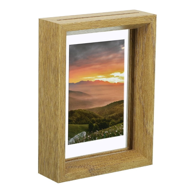 Uxcell 1Pcs Floating Frame, 3.5 x 5 Inch Wood Picture Frame for Pressed Flowers