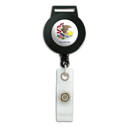 Illinois State Flag Lanyard Retractable Reel Badge ID Card Holder