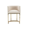 thumbnail image 3 of Guyou 24” Modern Linen Counter Barstool with Upholstered Bucket Kitchen Island Chair with Gold Metal Frame and Curved Back for Living Room and Dining Room, Beige, 3 of 13