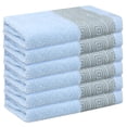 thumbnail image 1 of Juego de toallas de mano con patrones geométricos REGALWOVEN, toallas de baño de algodón, toallas de cara de bajo pelaje para baño, hotel, spa 13" x 13" azul 6 piezas, 1 of 7