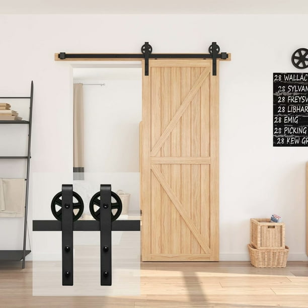 Homlux 5ft Antique Sliding Barn Door Hardware Kit Single Reusable Smoothly And Quietly Easy To Install Black Com Homlux 5ft Antique Sliding Barn Door, 5 Ft Sliding Barn Door Hardware