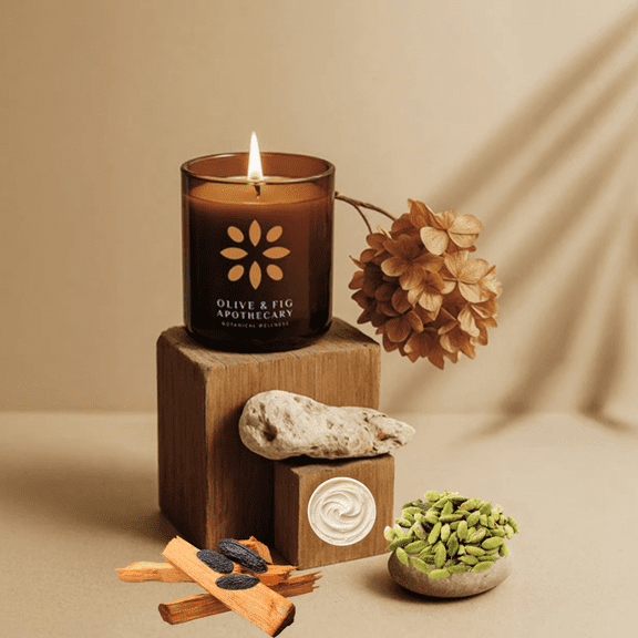 Olive & Fig Apothecary Desert Santal Scented 2-wick Frosted 11oz Candle