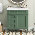 thumbnail image 2 of 30" Modern Solid Wood Bathroom Vanity with Ceramic Sink Combo, 2 Soft-Close Drawers & Tip-Out Tray, Freestanding Space-Saving Storage Cabinet, Waterproof Design, Green Finish, 2 of 7