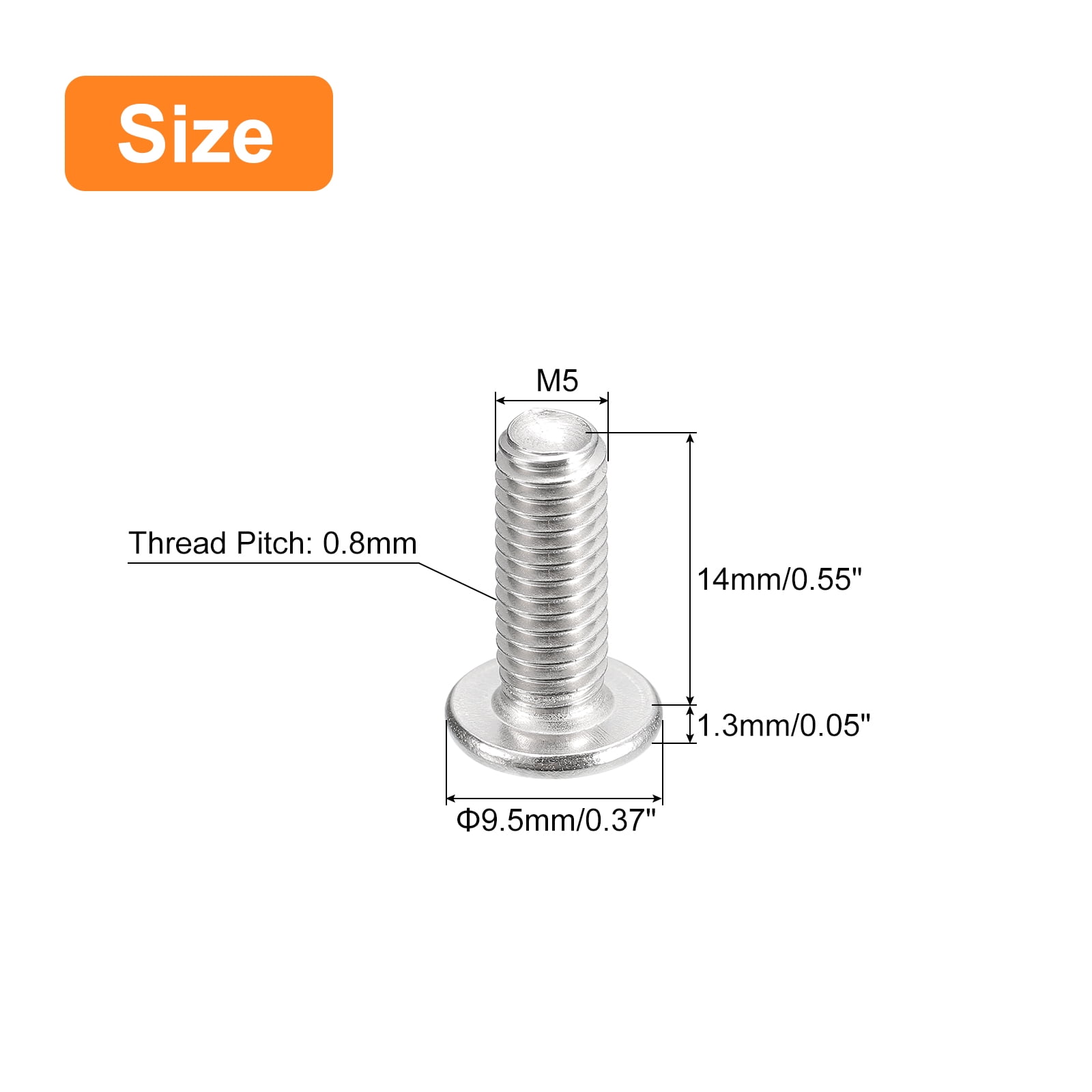 Unique Bargains Stainless Steel Phillips Drive Machine Screws Silver Tone M5-0.8 x 14mm