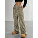 thumbnail image 5 of Pantalones Rectos con Estampado de Leopardo A Cuadros para Mujer, Cintura Elástica, Estilo Y2K, con Bolsillos. Leopardo XL, 5 of 10