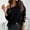 Black, variant on Idoravan Women's Plus Size Tops Womens Casual Round Neck Solid Color Leaking Shoulder Long Sleeve Pullover Tops Blouses