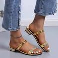 thumbnail image 2 of Avtoify Summer Middle Heels Shoes Women Fashionable Casual Outerwear Versatile Plus Size Solid Color Rhinestones Round Toe Open Toe Low Heels, 2 of 9