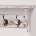 thumbnail image 6 of Rustic Wall Mounted Coat Rack, 26 Inch Pinewood Entryway Floating Coat Hanger with 5 Dual Hooks and Storage Shelf for Living Room Bathroom, White, 6 of 7