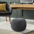 thumbnail image 7 of Casafield Round Pouf Ottoman, Dark Gray - 20" Dia x 14.5" High Cotton Knit Foot Stool - Boho Floor Pouffe for Living Room, 7 of 7