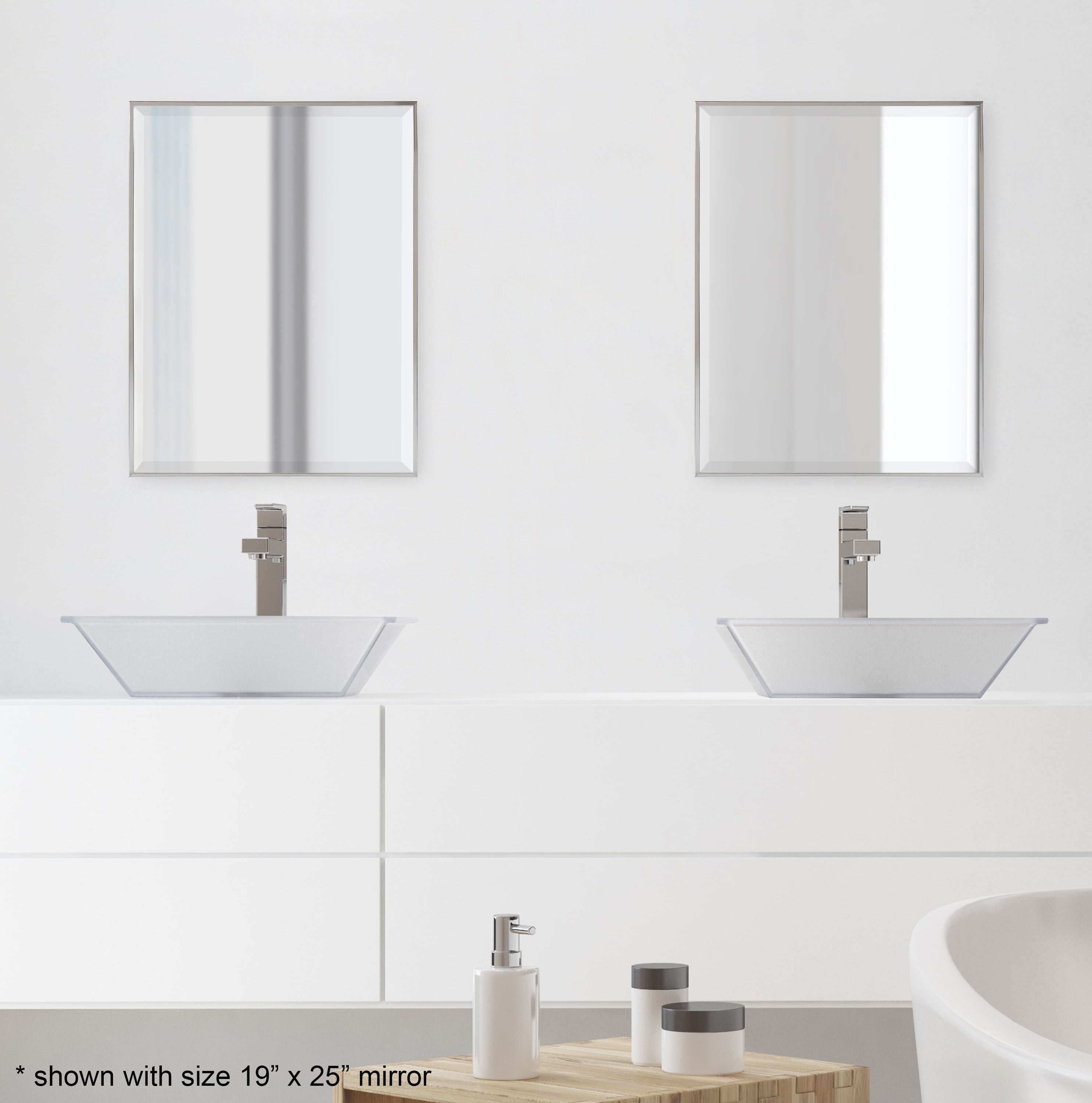 Kate and Laurel Rhodes Large Framed Decorative Rectangle Wall Mirror, 22.75x28.75 Chrome Silver
