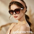 thumbnail image 4 of KANASTAL Polarized Sunglasses for Women Brown Big Round Ultra Lightweight Tortoiseshell Sun Glasses UV400 Protection Shades for Driving Shopping Summer Beach Holidays Outdoors, 4 of 5