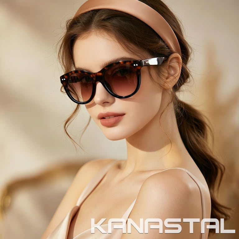 KANASTAL Polarized Sunglasses for Women Brown Big Round  display picture 2