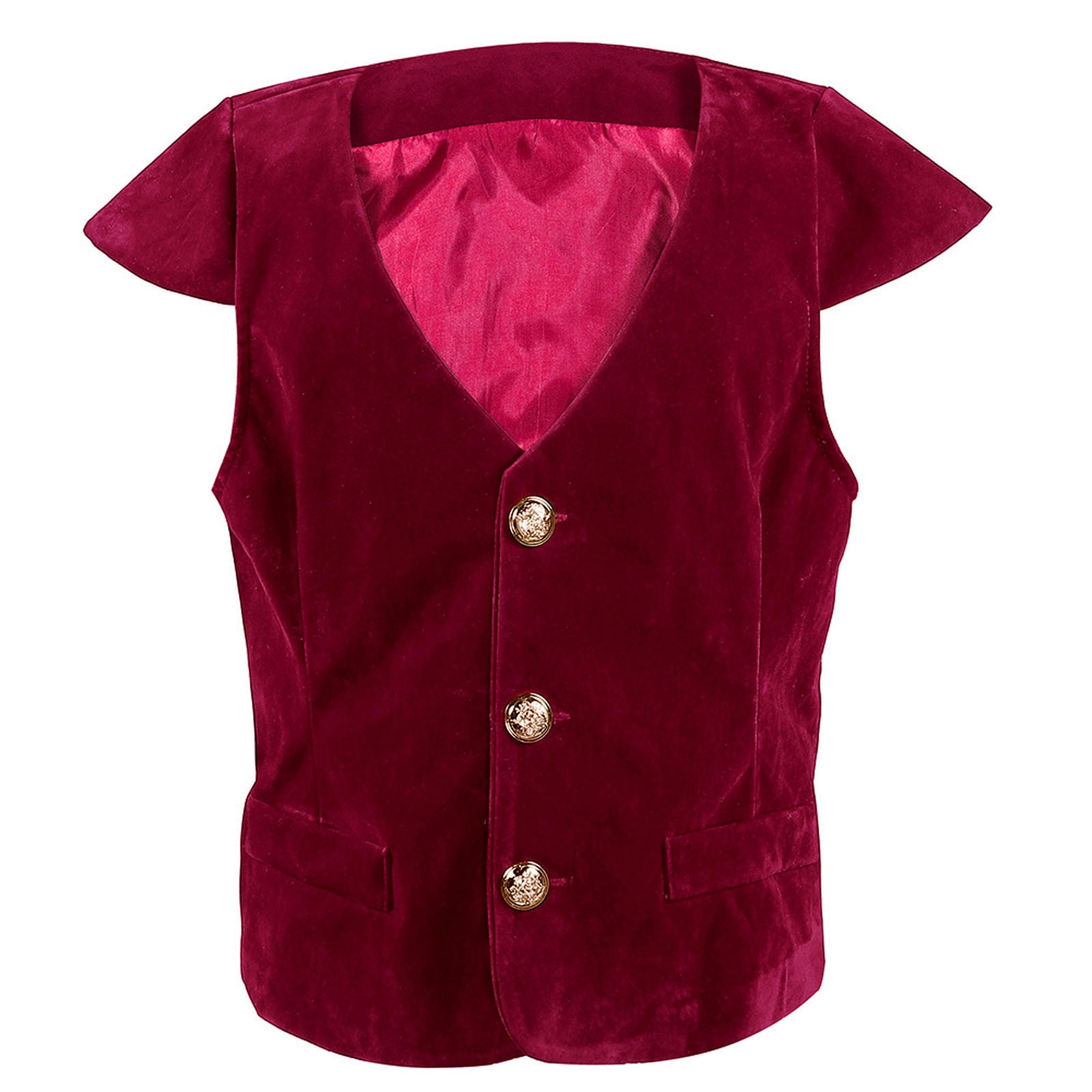 WEIYLL Vests for Boys Classic Solid Color V-Neck Sleeveless Vampire Renaissance Victorian Ruffles Tops for 8-10 Years