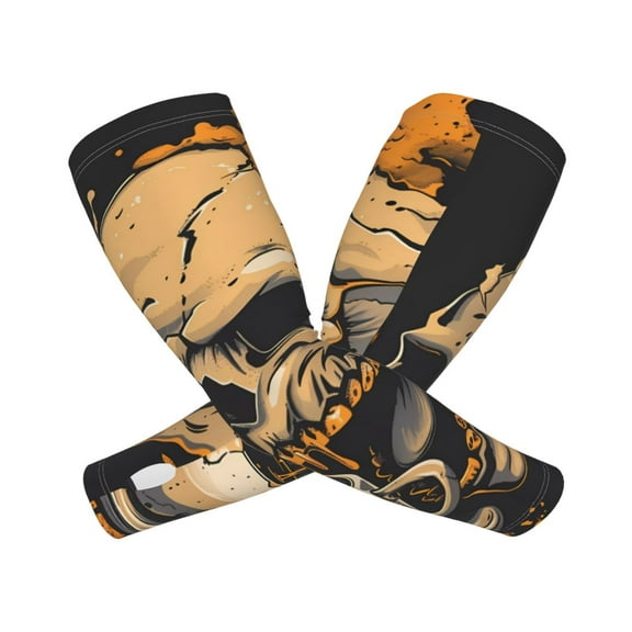Picia Grim Coffee Skull Arm Sleeves for Men and Women - Tattoo Cover Up UPF 50  Cooling Sports Sleeve for Basketball Golf Football-One Size