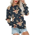 thumbnail image 1 of EGNMCR Chandails en Molleton à Capuche pour Femmes, Chandails en Molleton pour Femmes, Hauts Décontractés Mode pour Femmes Manches Longues Imprimé de Noël Col Rond Couverture Chandail Chandails en Molleton Women Blouse, 1 of 3