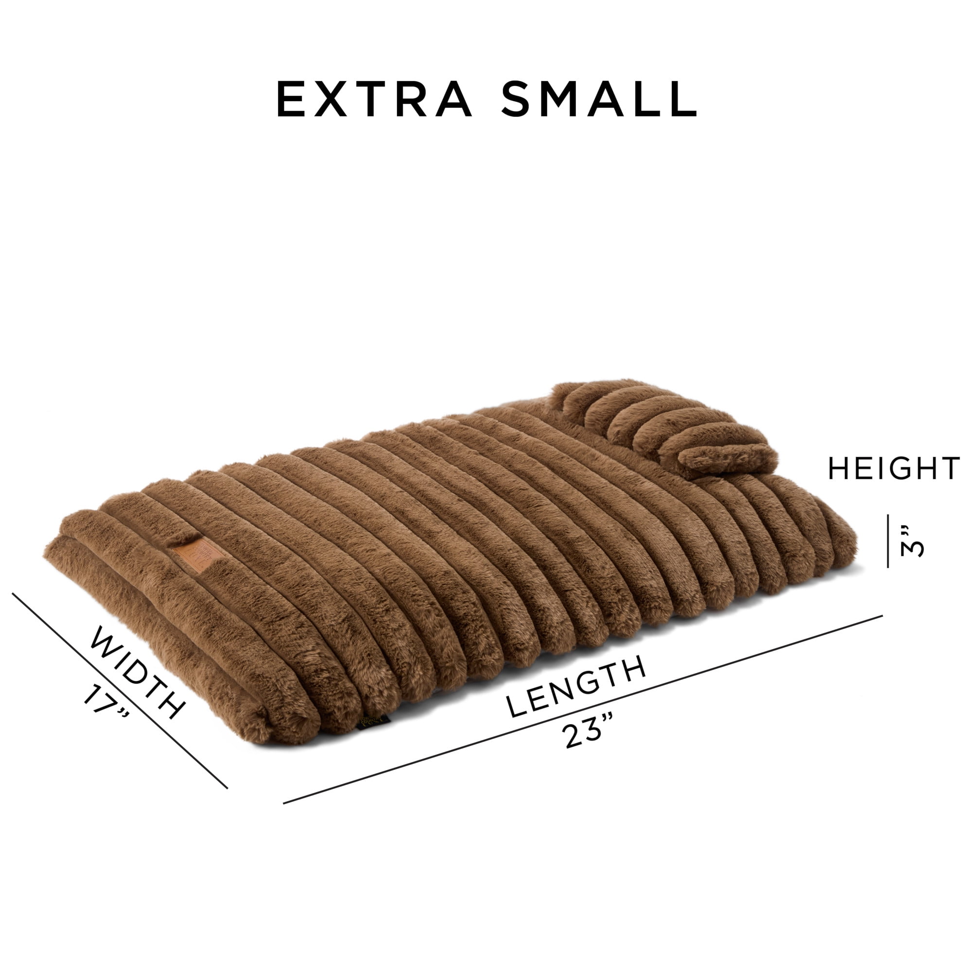 TOWN & COUNTRY LUXE CuddleTown Ribbed Bubble Stripe Pillow Crate Mat Pet Bed, Machine Washable Cover, Soft & Calming, Non-Slip Bottom, Brown, Extra Small 23"x17"x3"