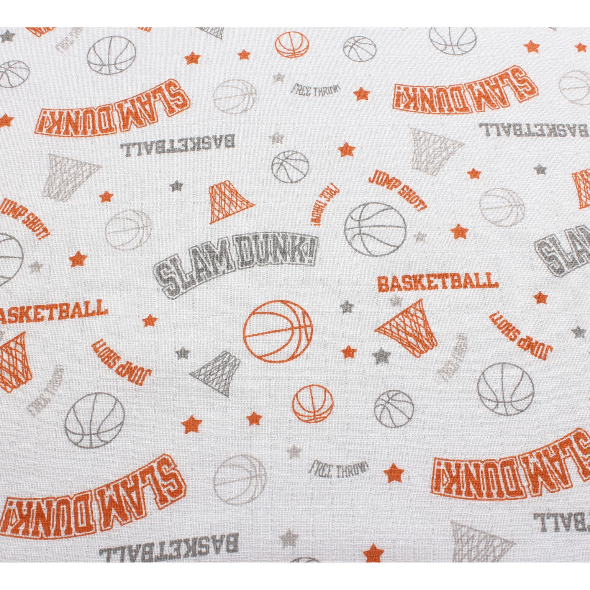 Bacati - Sports Crib/Toddler Bed Fitted Sheets 100% Cotton Muslin 2 Pack, Basketball Orange/Grey