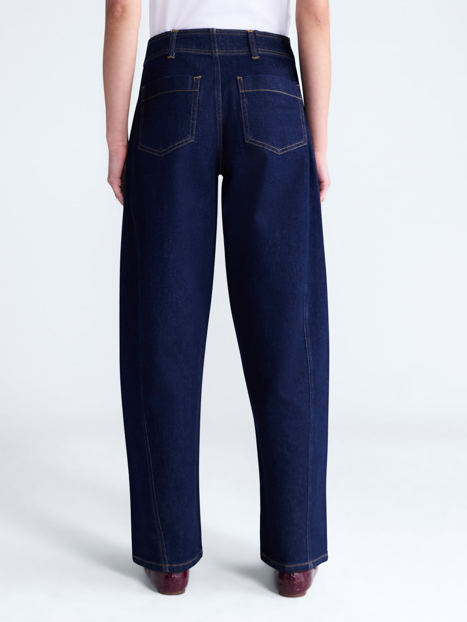 Free Assembly Women's and Women's Plus Side Panel Barrel Jeans, 30" Inseam, Sizes 0-28W