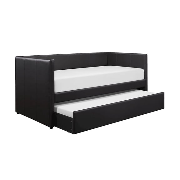 Lexicon Adra Contemporary Faux Leather Daybed in Black Finish