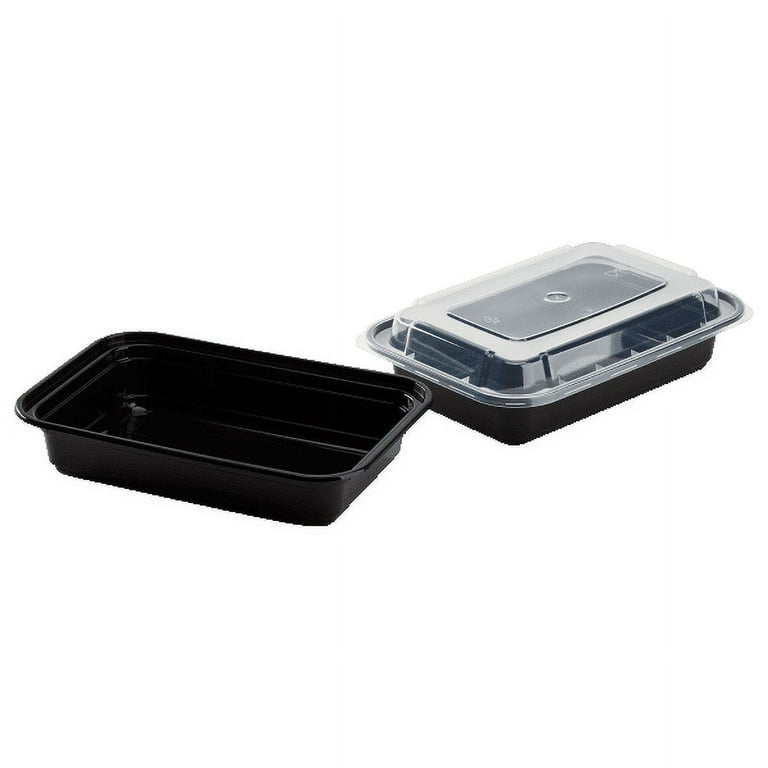 Karat 16oz PP Plastic Microwavable Rectangular Food Containers & Lids -  Black - 150 ct 