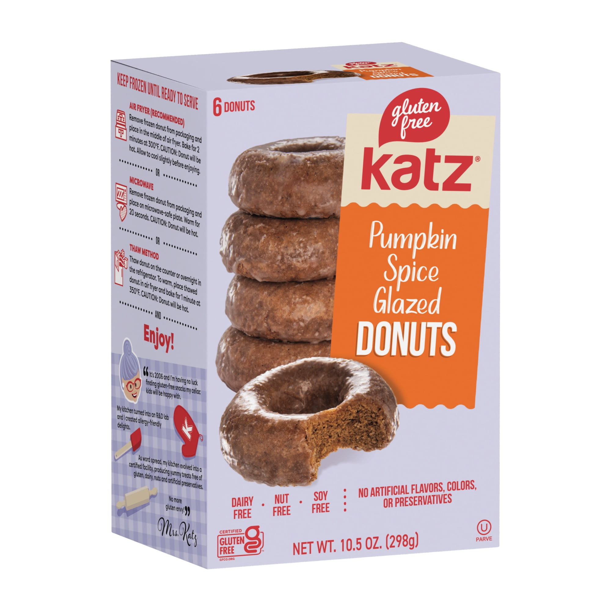 Katz Gluten-Free Pumpkin Pie Spice Glazed Donuts |Gluten-Free Dairy Free Nut Free Soy Free Kosher | (1 Pack 10.5 Ounce Each)