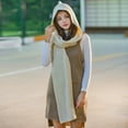 thumbnail image 5 of FNGZ 1 Scarf, Beige Scarf, Solid 2 in 1 Knit Hooded Scarf Set Winter Melon Cap Warm Thick Cable Knitted Hat Scarf Set Stretchable Athletic Hats Scarf Set for Women, 5 of 6