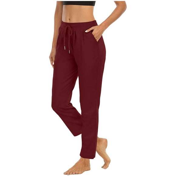 AherBiu Sweatpants for Women Drawstring Elastic Waisted Straight Leg Pants with Pockets Loose Casual Workout Gym Runnign Trousers