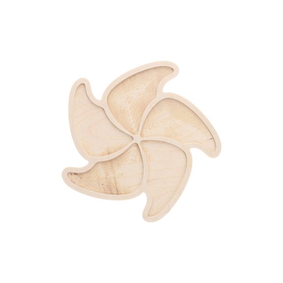 Welled Wood Surface, Pinwheel Shaped, 10" X 9.68", For Wooden Trays, Crafts And Decorations, Welled Center For Resin Design Or Paint - Decoupage, Engraving, Wood Burning