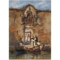 thumbnail image 2 of Ludwig Johann Passini 11x14 Black Ornate Wood Framed Double Matted Museum Art Print Titled: Monks Buying Fish Before the Portal of the Madonna Della Misericordia (1855), 2 of 5