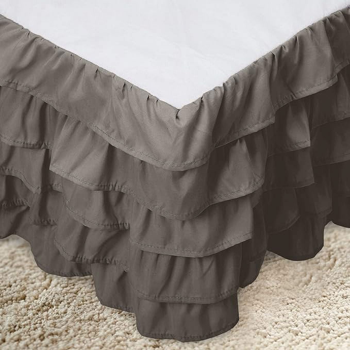 Elegant Comfort Multi-Ruffle Bed Skirt, 1500 Thread Count, Wrinkle and Stain Resistant, 15-Inch Drop, Twin, Mink Gray
