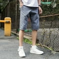 thumbnail image 2 of SWSMCLT Men's Shorts Billowy Button Classic Boy Shorts 100 Cotton Casual Shorts Belt Loops Basic Trousers Grey 32, 2 of 4
