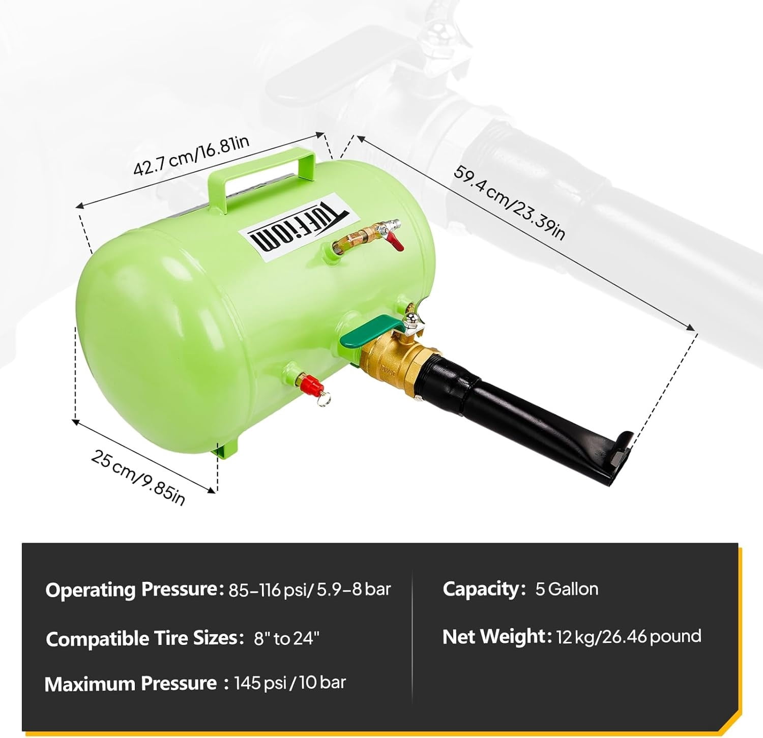 Ktaxon 5 Gallon Air Tire Bead Blaster Seater, Wheel Seating Tool Inflator Tank for Truck ATV, 85-116PSI Operating Pressure, Green
