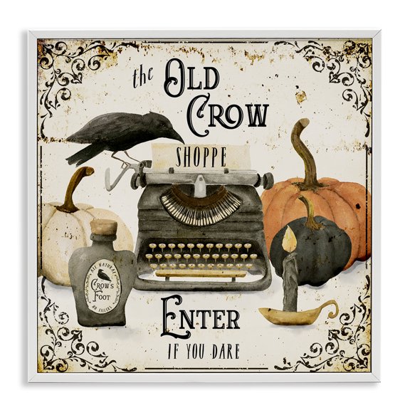 Stupell Industries Traditional Vintage Old Crow Shoppe White Framed Giclee Art, 24 x 24, by Deane Beesley