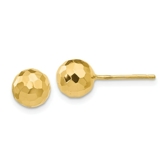 Primal Gold 14 Karat Yellow Gold Diamond-cut 7mm Ball Post Earrings