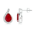 thumbnail image 2 of Angara Natural 2.3 ct Ruby Earrings with Diamond for Women in 14K White Gold (Size-8x6mm) – July Birthstone Jewelry | Prong Set Ruby Earrings, 2 of 10