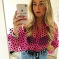 thumbnail image 2 of Femmes Polka Dot Transparent à Travers Longues Manches Blouse Club T Shirts, 2 of 4