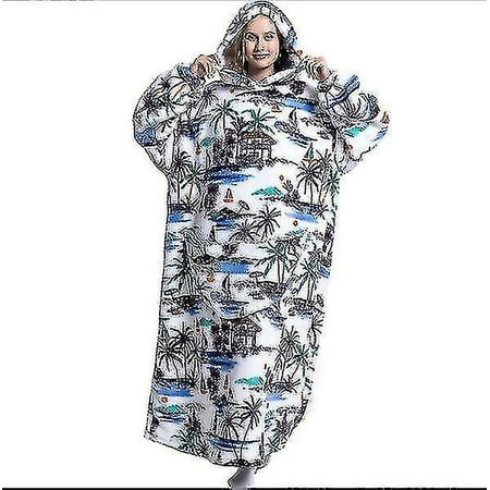 

New women s thick pajamas wear-resistant cashmere lazy blanket home casual plush hooded sweater (long) L